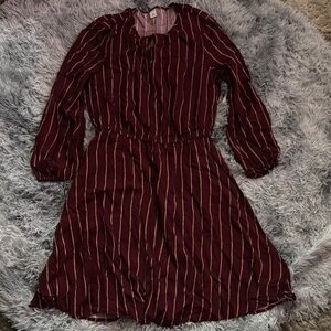 Old Navy Women's Maroon Striped Long Sleeve Dress Size M